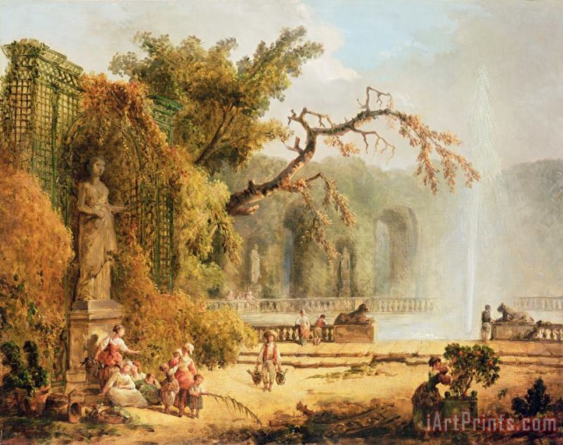 Hubert Robert Romantic garden scene Art Print