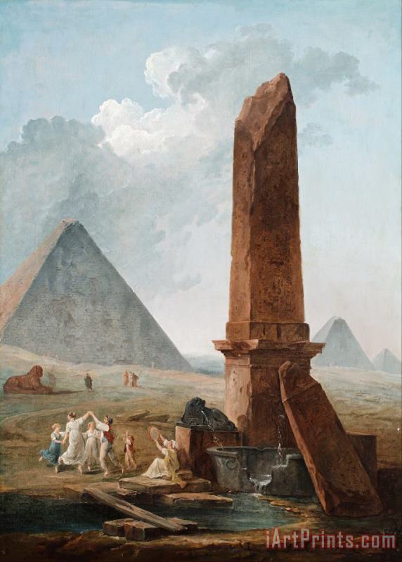 Hubert Robert The Farandole Amidst Egyptian Monuments Art Print