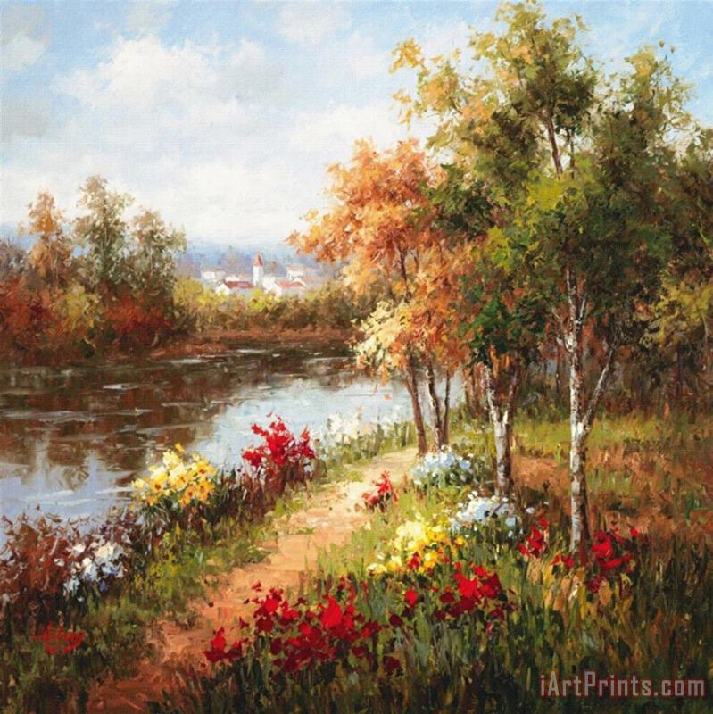 Hulsey Poppies And Stream Art Painting