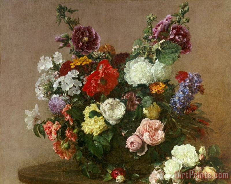 Ignace Henri Jean Fantin-Latour A Bouquet of Mixed Flowers Art Painting
