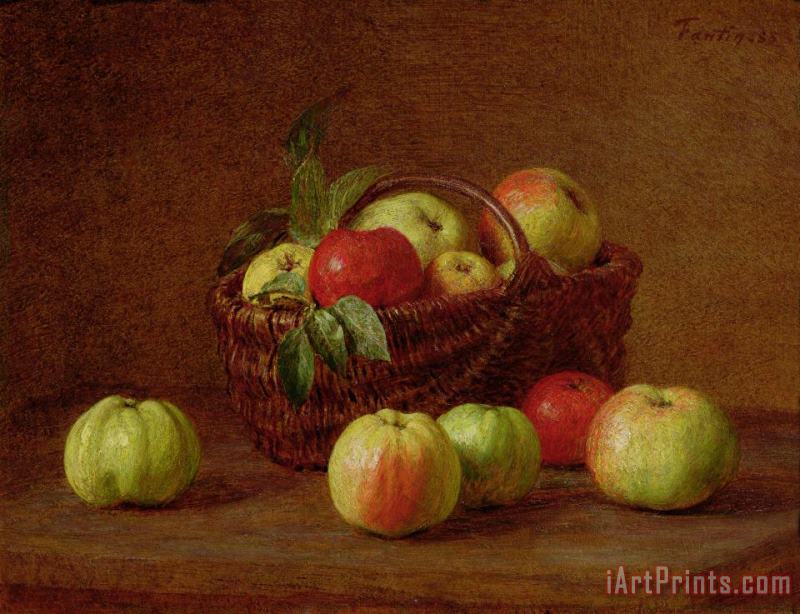 Apples in a Basket and on a Table painting - Ignace Henri Jean Fantin-Latour Apples in a Basket and on a Table Art Print