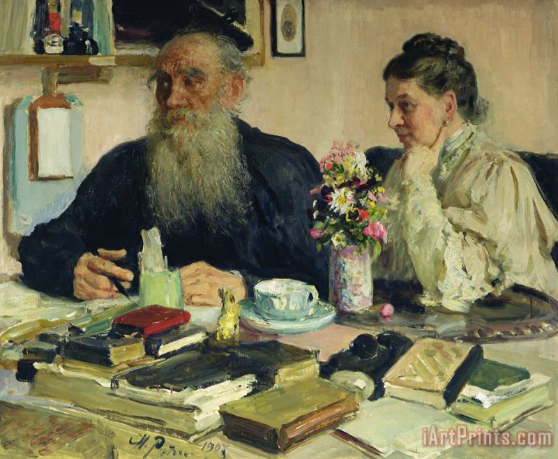 Ilya Efimovich Repin Leo Tolstoy With His Wife In Yasnaya Polyana Art Painting