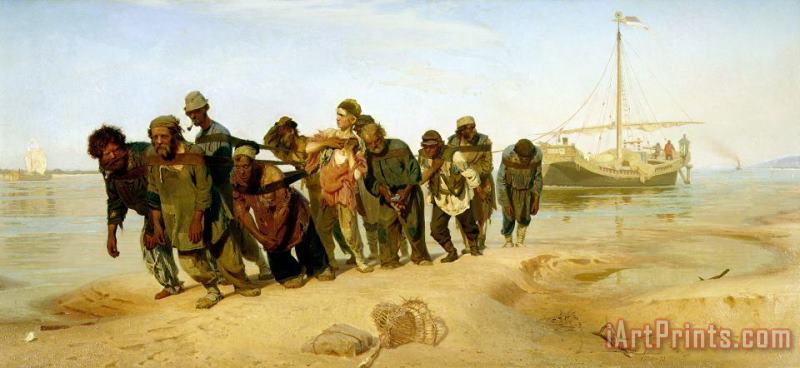 The Boatmen on the Volga painting - Ilya Efimovich Repin The Boatmen on the Volga Art Print