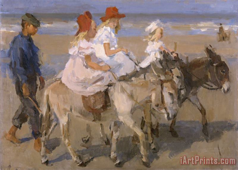 Isaac Israels Donkey Rides on The Beach Art Painting