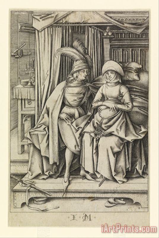 Israhel van Meckenem A Couple Seated on a Bed Art Print