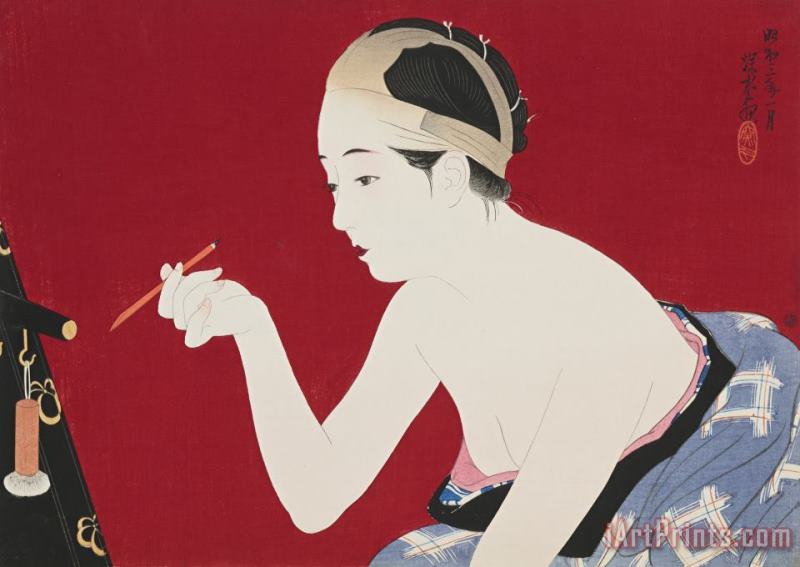 Painting The Eyebrows painting - Ito Shinsui Painting The Eyebrows Art Print