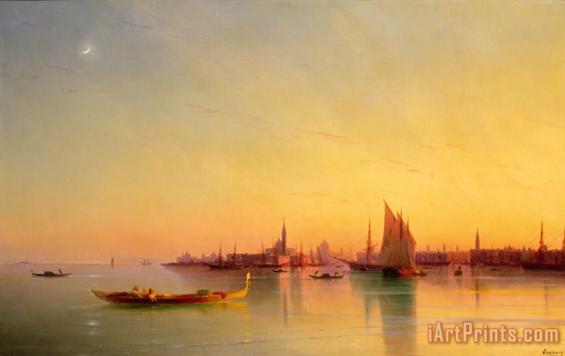 Venice from the Lagoon at Sunset painting - Ivan Konstantinovich Aivazovsky Venice from the Lagoon at Sunset Art Print