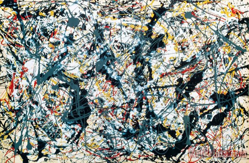 Jackson Pollock Silver on Black Art Painting