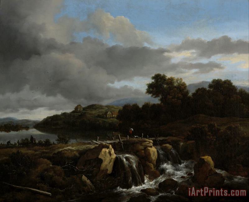 Jacob Isaacksz. van Ruisdael Landscape with Cascade Art Painting