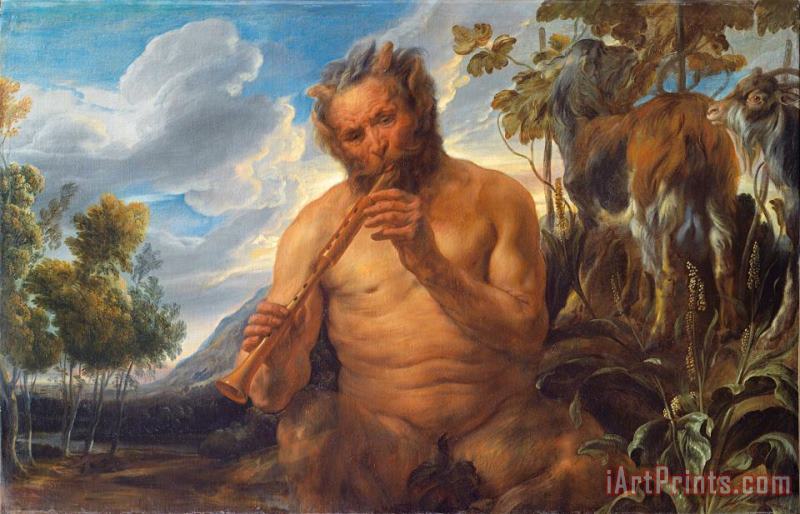 Satyr Playing The Pipe (jupiter's Childhood) (fragment) painting - Jacob Jordaens Satyr Playing The Pipe (jupiter's Childhood) (fragment) Art Print