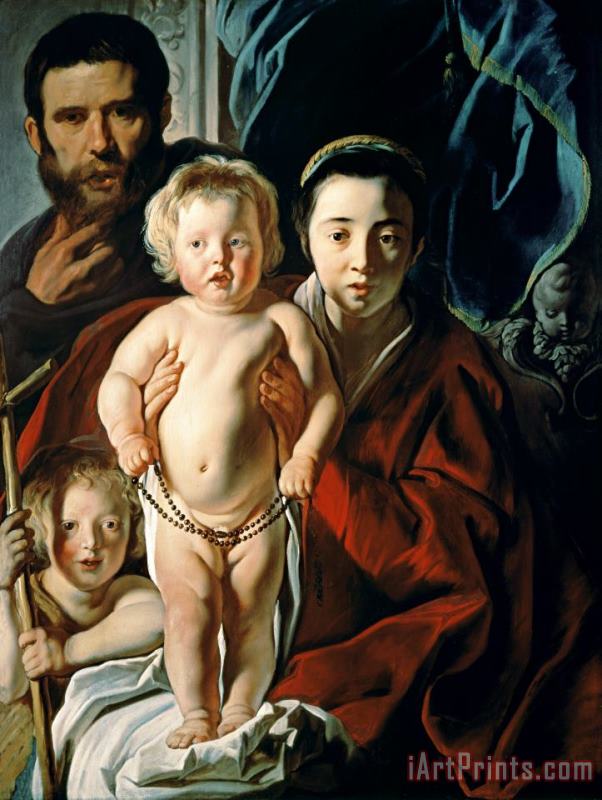 Jacob Jordaens The Holy Family with St. John the Baptist Art Painting