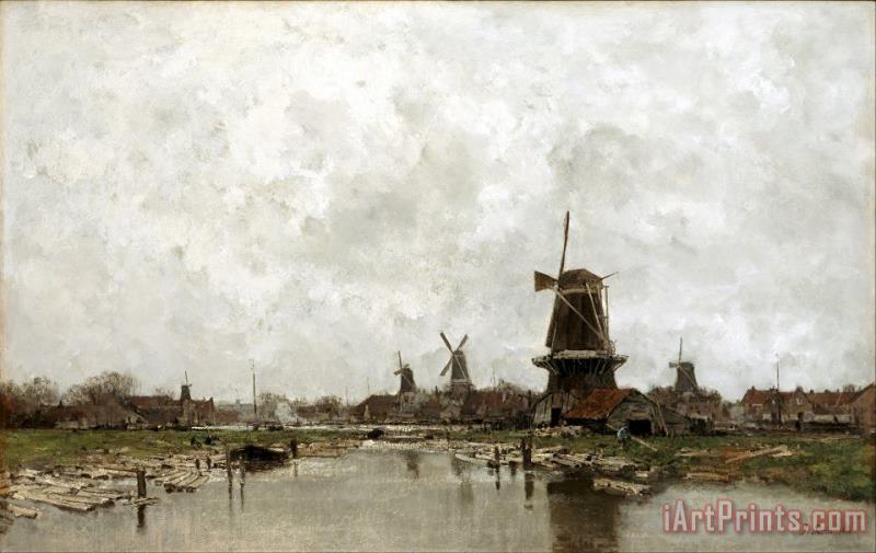 The Five Windmills painting - Jacob Maris The Five Windmills Art Print