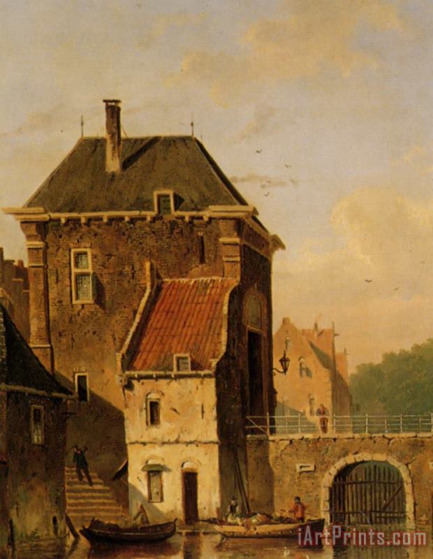 A Canal in Ghent painting - Jacques Carabain A Canal in Ghent Art Print