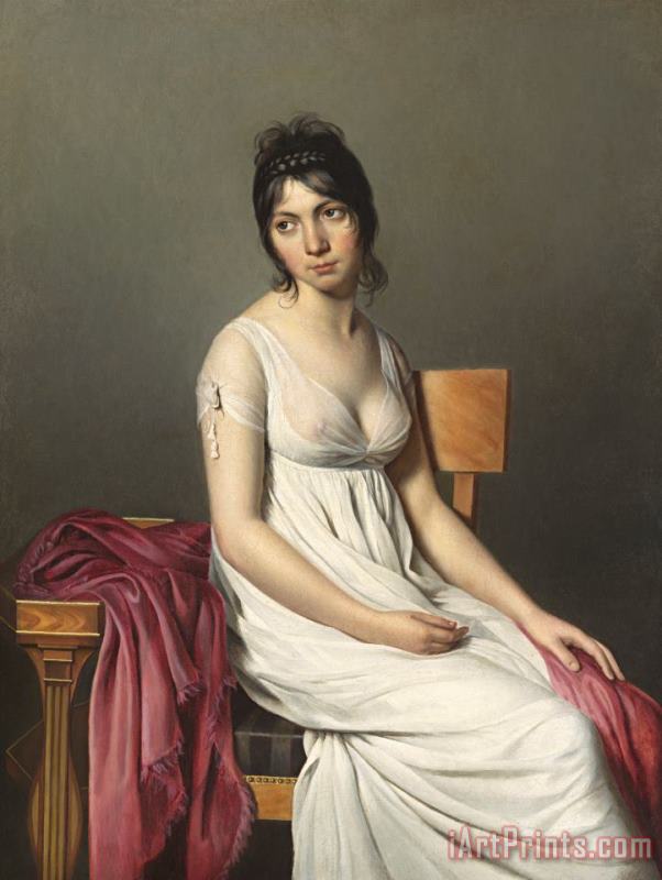 Jacques Louis David Portrait Of A Young Woman In White Art Painting