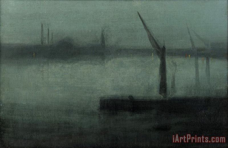 Nocturne Blue And Silver鈥攂attersea Reach painting - James Abbott McNeill Whistler Nocturne Blue And Silver鈥攂attersea Reach Art Print