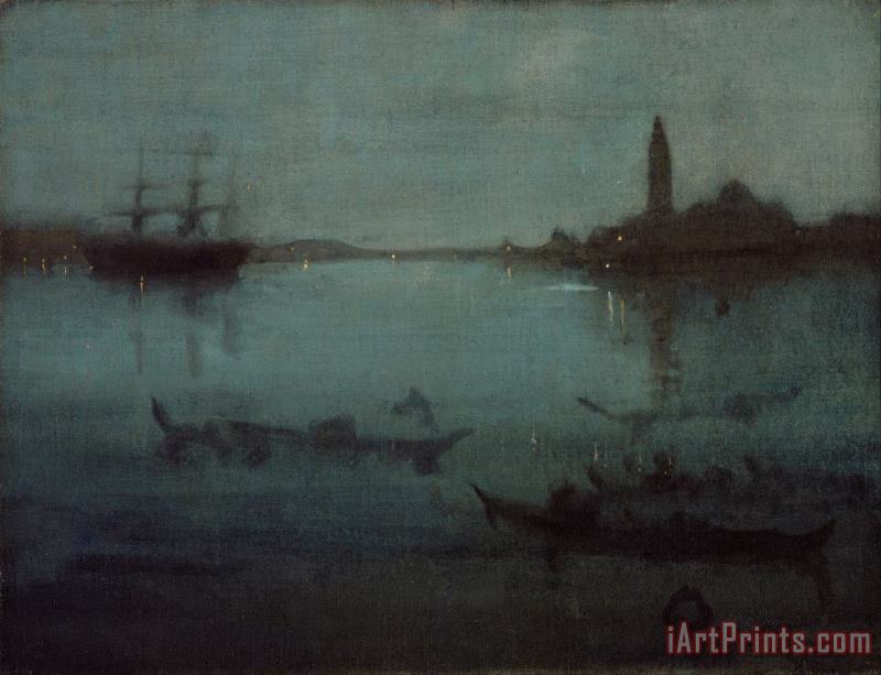 Nocturne in Blue And Silver The Lagoon, Venice painting - James Abbott McNeill Whistler Nocturne in Blue And Silver The Lagoon, Venice Art Print