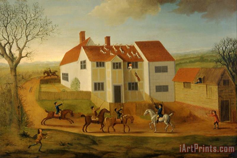 James Dunthorne John Sidey And His Hounds at a Farmhouse Near Hadleigh, Suffolk Art Print