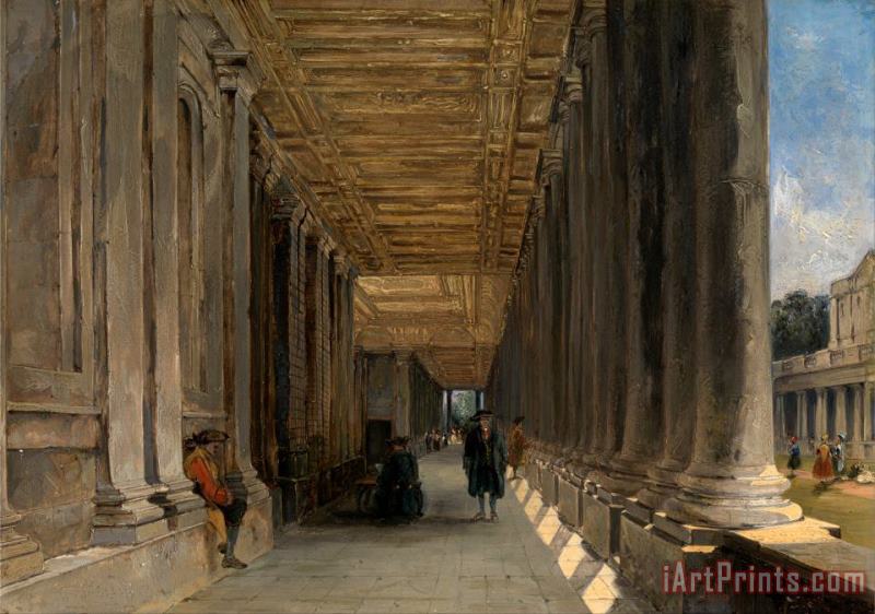 The Colonnade of Queen Mary's House, Greenwich painting - James Holland The Colonnade of Queen Mary's House, Greenwich Art Print