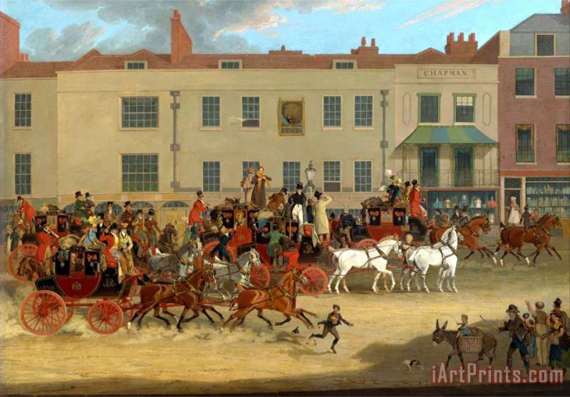North Country Mails at The Peacock, Islington painting - James Pollard North Country Mails at The Peacock, Islington Art Print