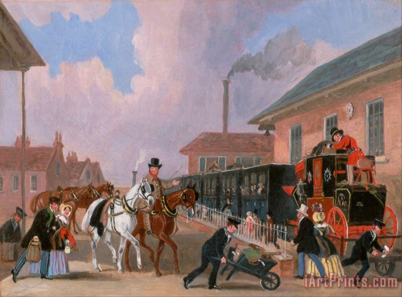 James Pollard The Louth London Royal Mail Travelling by Train From Peterborough East, Northamptonshire Art Print