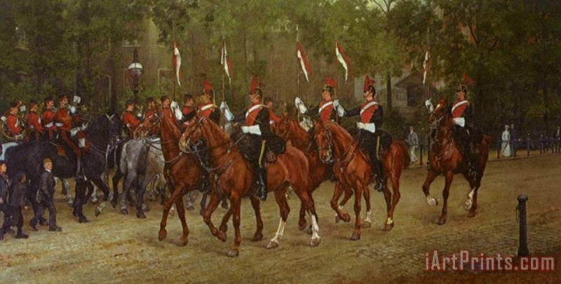 12th Lancers Saluting The Band of The 2nd Lifeguards painting - James Prinsep Beadle 12th Lancers Saluting The Band of The 2nd Lifeguards Art Print