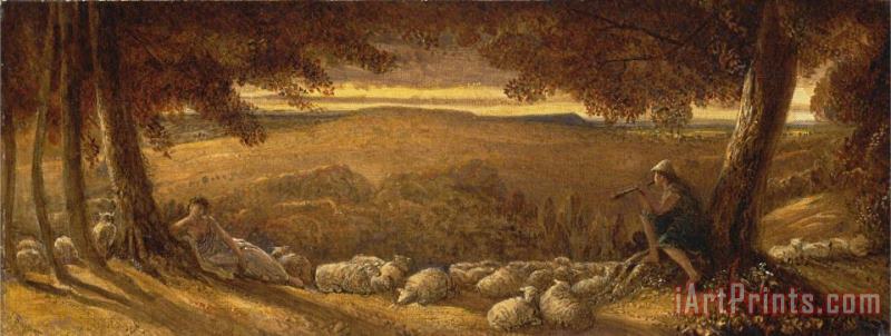 Evening Pasture painting - James Smetham Evening Pasture Art Print