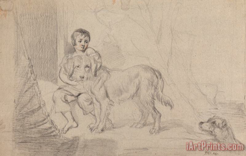 A Young Boy with Dogs painting - James Ward A Young Boy with Dogs Art Print