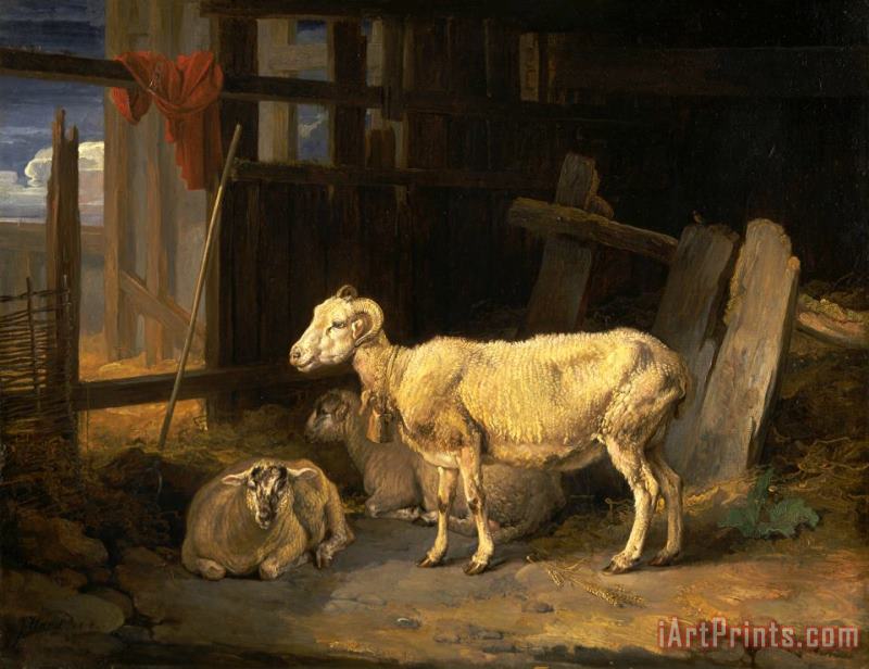 Heath Ewe And Lambs painting - James Ward Heath Ewe And Lambs Art Print