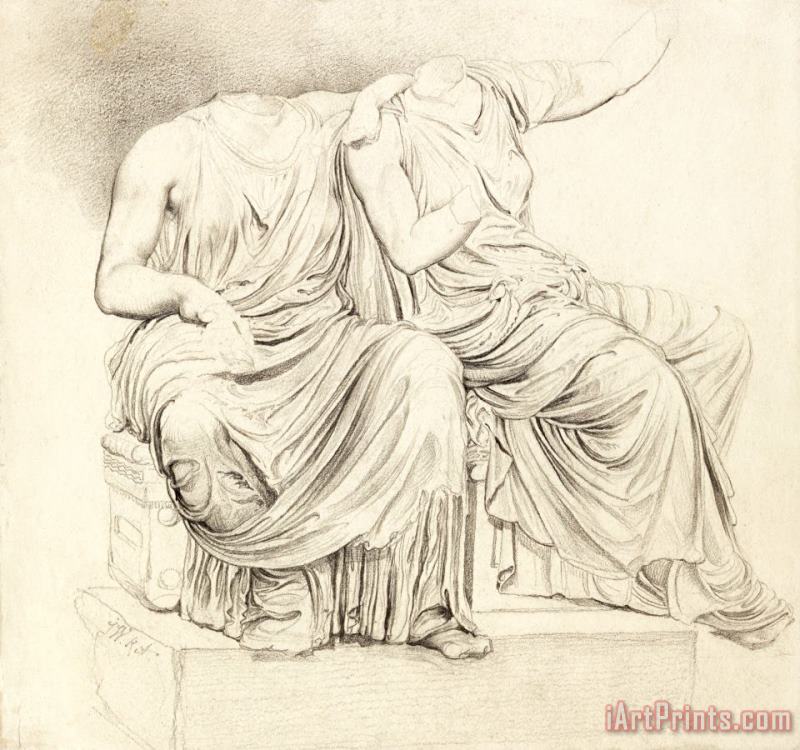 James Ward Study of Two Headless Classical Statues Art Painting