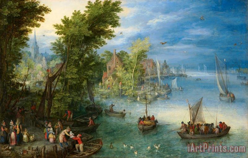 Jan Breughel River Landscape Art Print