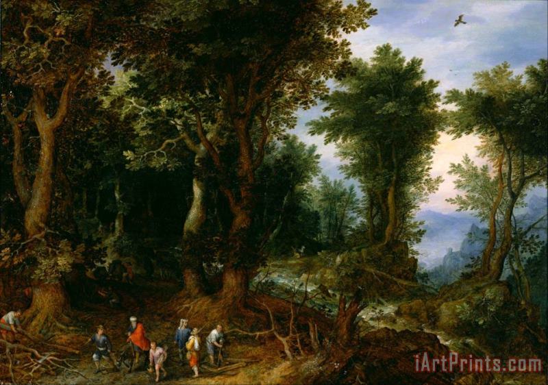 Wooded Landscape with Abraham And Isaac painting - Jan Breughel Wooded Landscape with Abraham And Isaac Art Print