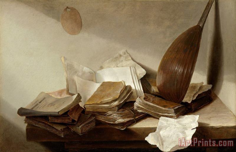 Jan Davidsz de Heem Still Life with Books Art Painting