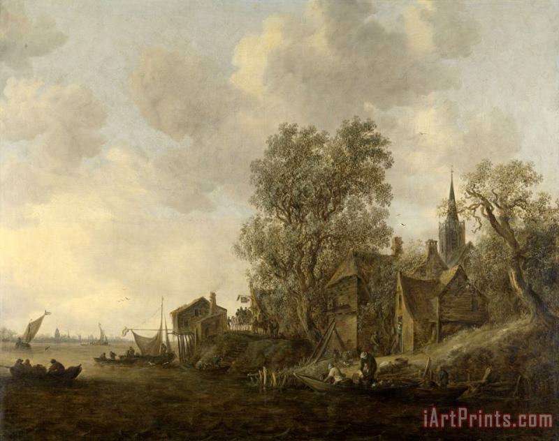 Jan Josefsz Van Goyen View of a Village on a River Art Print