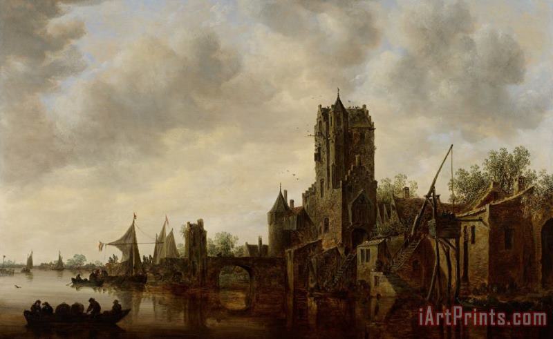 River Landscape With The Pellecussen Gate Near Utrecht painting - Jan Josephsz van Goyen River Landscape With The Pellecussen Gate Near Utrecht Art Print