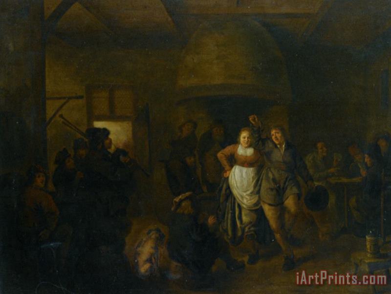 Jan Miense Molenaer A Tavern Interior with a Bagpiper And a Couple Dancing Art Print