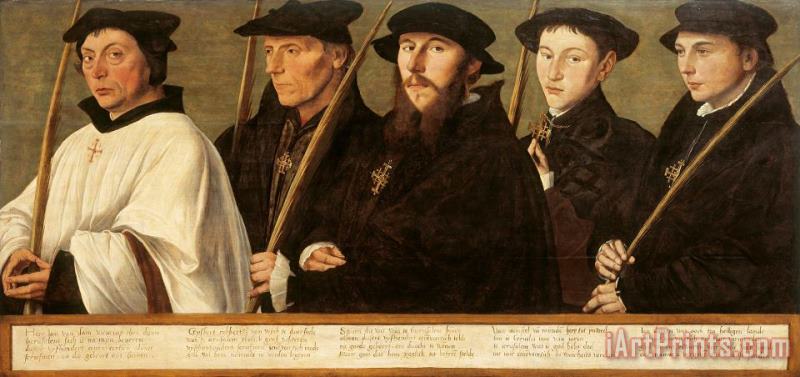 Jan Van Scorel Schoorl Five Members of The Utrecht Brotherhood of Jerusalem Pilgrims Art Print