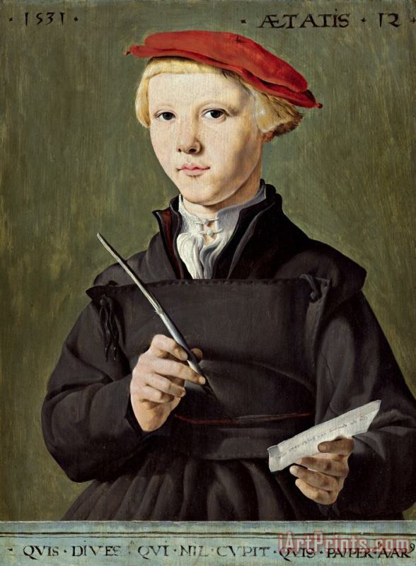 Jan Van Scorel Schoorl Portrait of a Young Scholar Art Painting