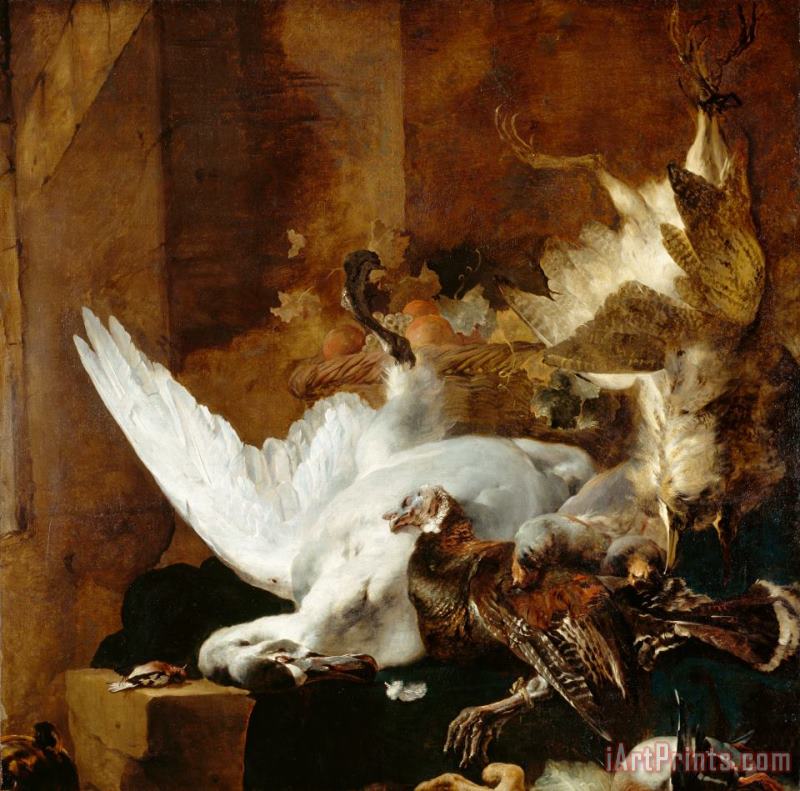 Still life with a dead swan painting - Jan Weenix Still life with a dead swan Art Print