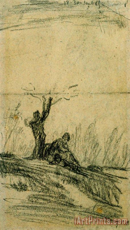 Jean-Francois Millet Figure Seated Under a Tree Art Painting