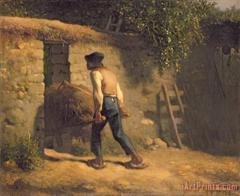 Jean-Francois Millet Peasant with a Wheelbarrow Art Painting