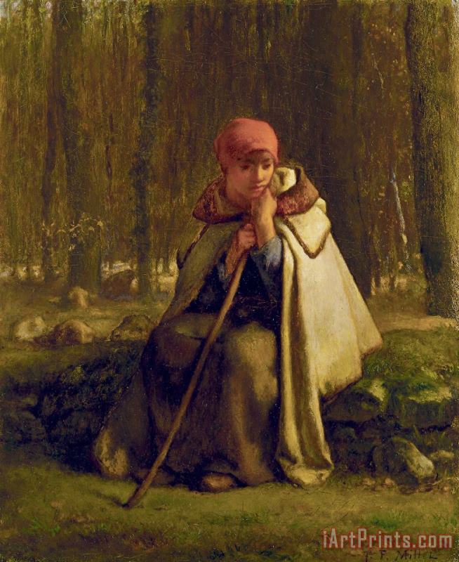 Seated Shepherdess painting - Jean-Francois Millet Seated Shepherdess Art Print