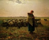 Jean-Francois Millet - Shepherdess with her Flock painting
