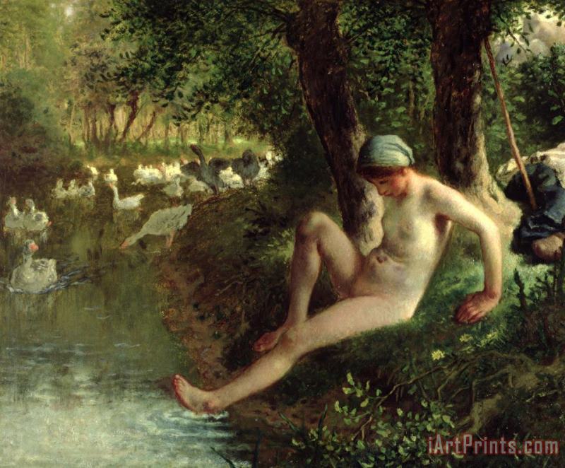 The Bather painting - Jean-Francois Millet The Bather Art Print