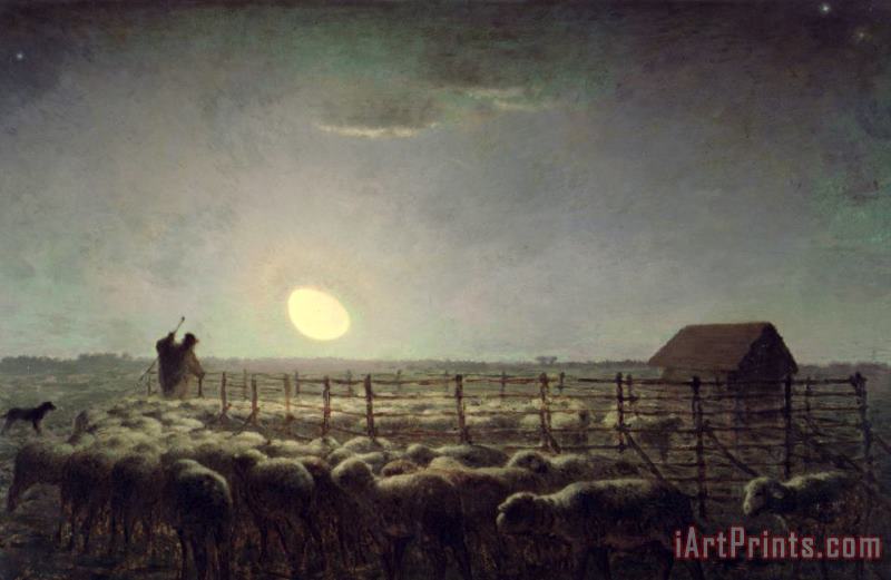 Jean-Francois Millet The Sheepfold Moonlight Art Print