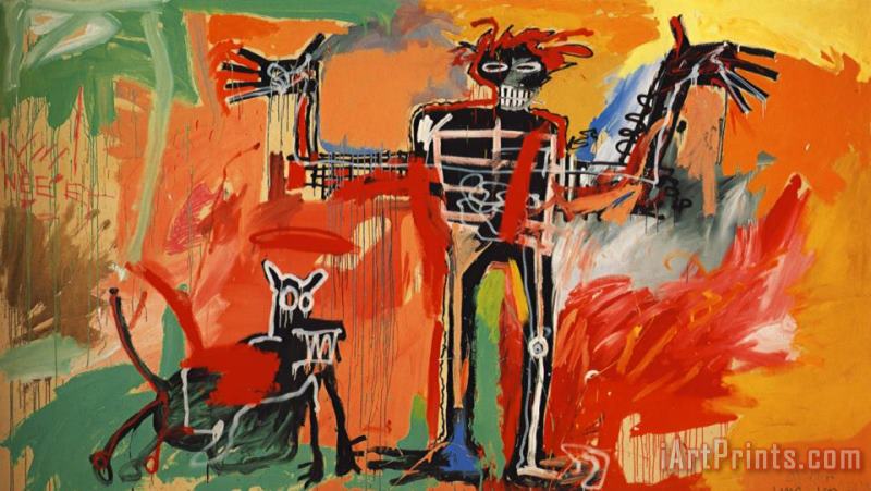 Boy And Dog in a Johnnypump painting - Jean-michel Basquiat Boy And Dog in a Johnnypump Art Print