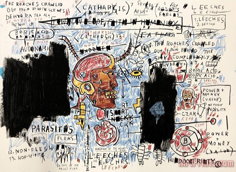 Leeches painting - Jean-michel Basquiat Leeches Art Print