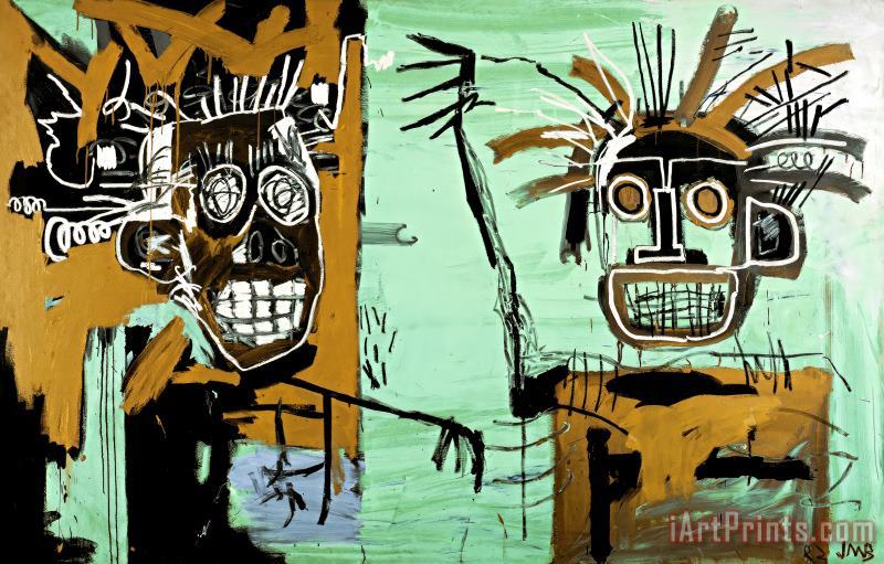 Jean-michel Basquiat Two Heads on Gold Art Painting