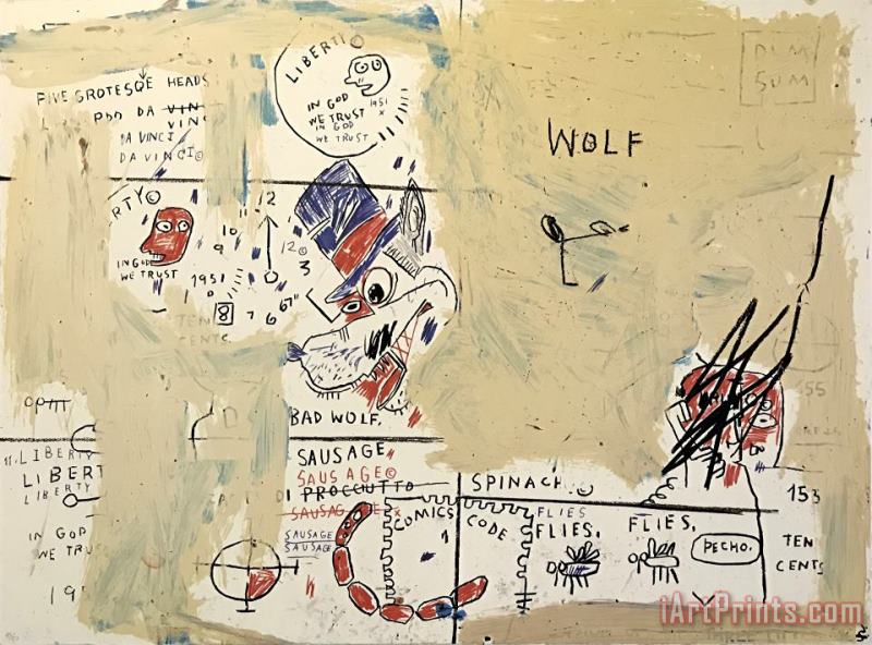 Jean-michel Basquiat Wolf Sausage, 1982 2019 Art Painting