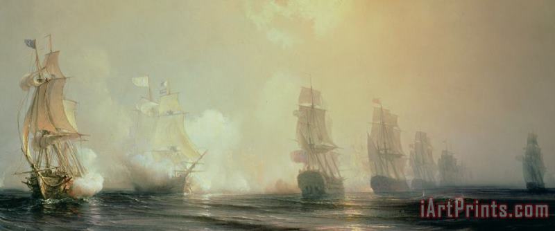 Jean Antoine Theodore Gudin Naval Battle in Chesapeake Bay Art Painting