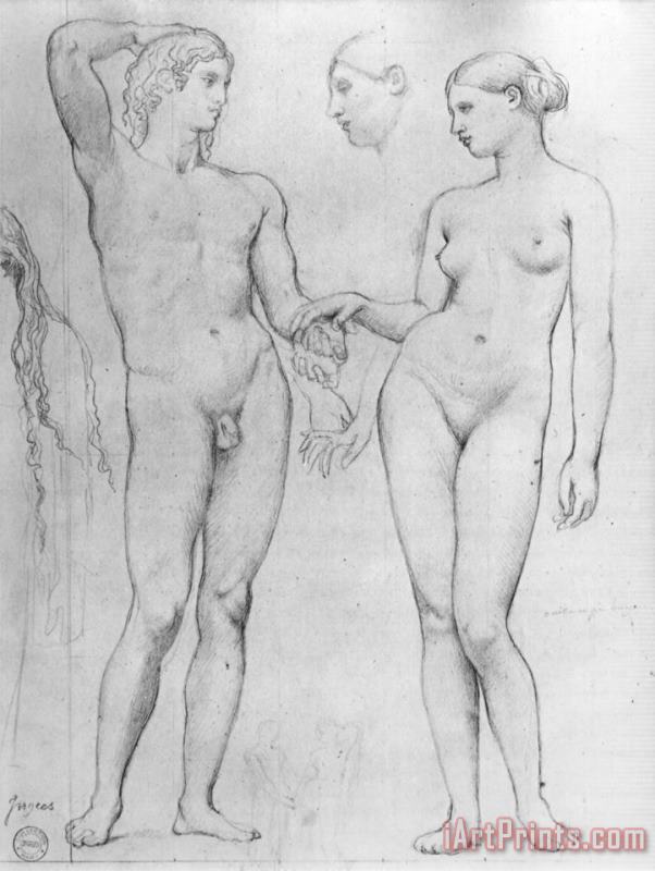 Study for The Golden Age painting - Jean Auguste Dominique Ingres Study for The Golden Age Art Print